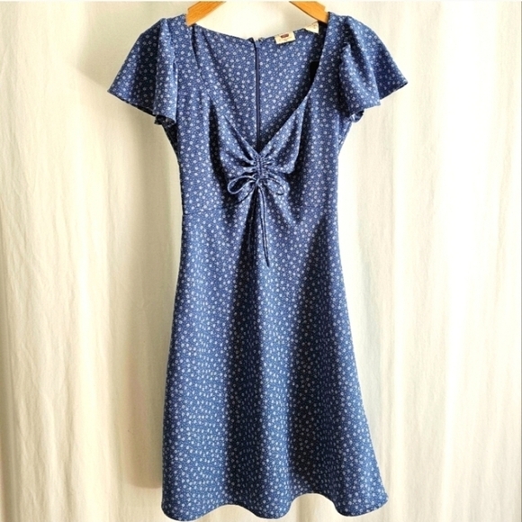 Levi's Blue & White Floral Delray Short Sleeve Mini Dress - Picture 4 of 16